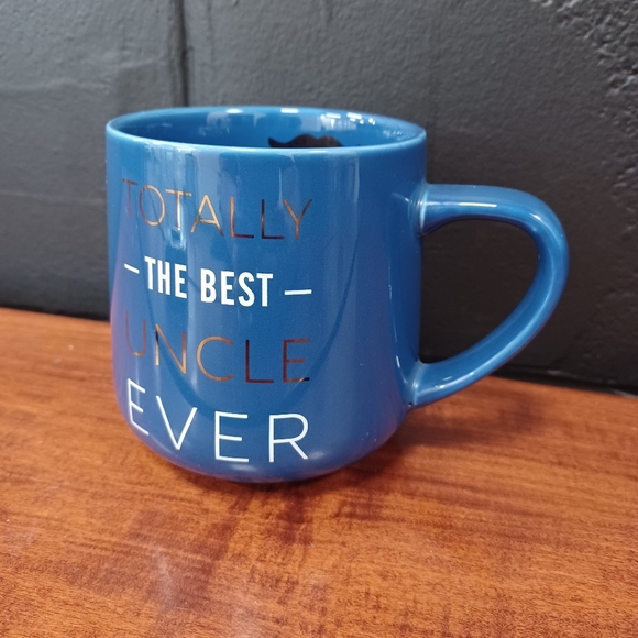 Vintage INDIGO Statement Coffee Mug Teacup Totally the Best Uncle Ever Blue Gold - Picture 2 of 9